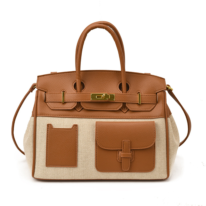 Bolso de mujer 2025 nuevo color transfronterizo de platino bolso de mano tote de gran capacidad de transporte universal mochila de hombro