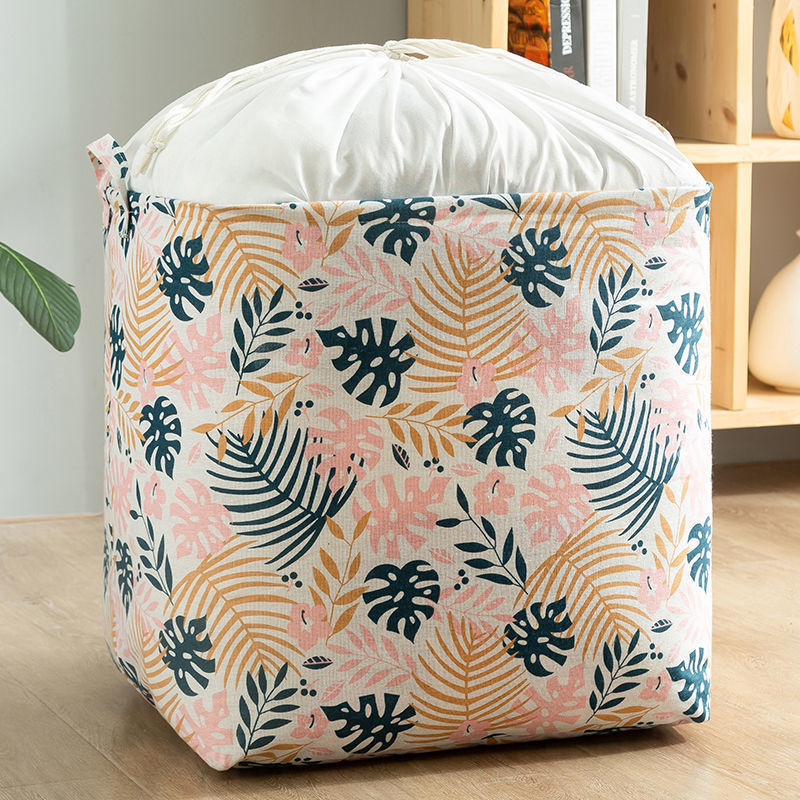 Imitation Linen Laundry Basket Storage Basket Waterproof Sundries Folding Drawstring Clothing Packing Bag Large Size Dirty Laundry Storage Bag