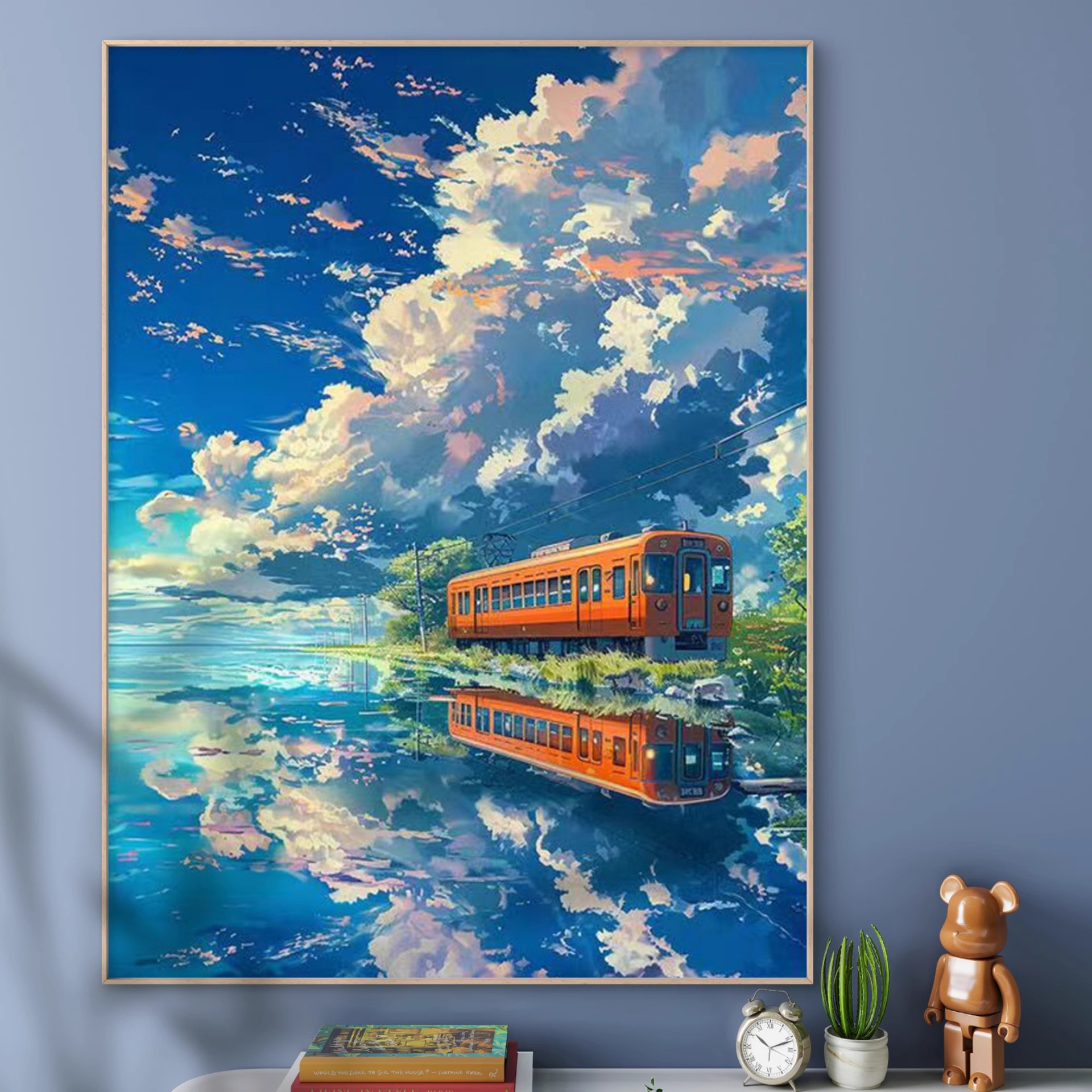 宫崎骏日系风装饰画风景卡通唯美壁画仿水彩成品喷印卧室客厅挂画