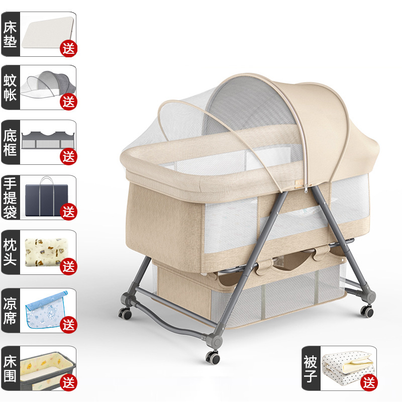 Cuna portátil plegable Cuna Cama con rodillo móvil cama de bebé BB dormir recién nacido cama de empalme