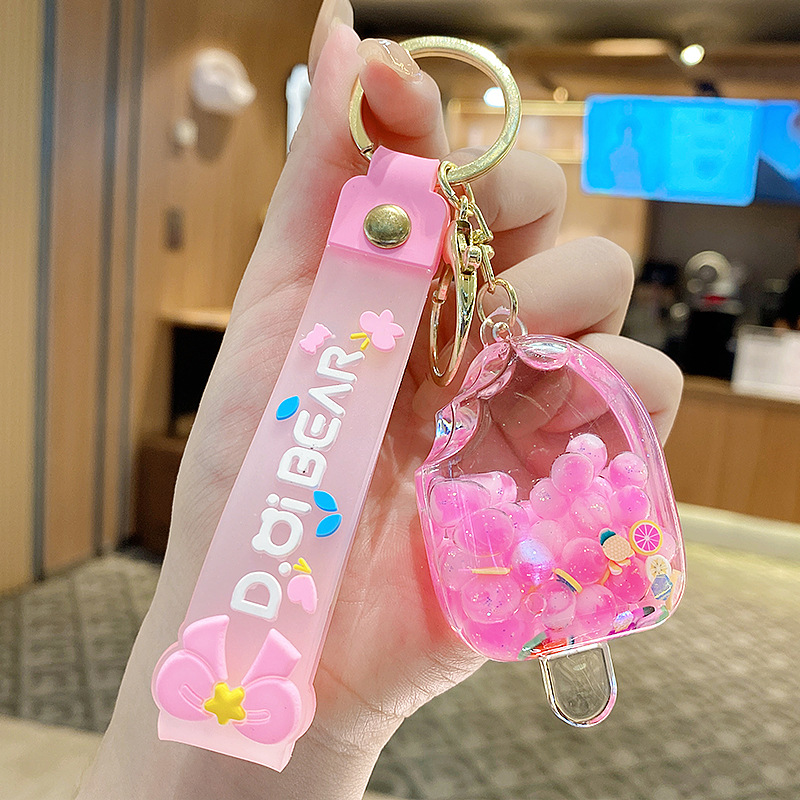 Llavero de acrílico con diseño de paleta de verano, relleno de aceite, con efecto arcoíris, exquisito y lindo colgante para bolso, regalo ideal para máquinas de ganchos, venta al por mayor.