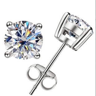 Cross-Border S925 Silver Inlaid 3 Carat Moissanite Earrings, High-End Fashion Simple Style Earrings