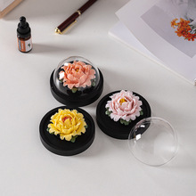 德化非遗手捏牡丹瓷花摆件陶瓷扩香器办公室中式桌面手工家居饰品