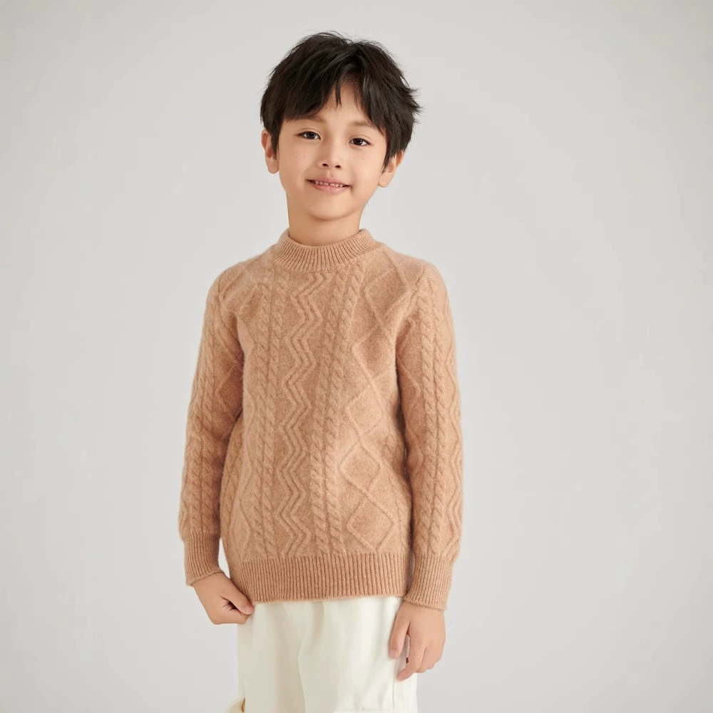 Шерстяной demi-season knitted свитер для мужчин и женщин, детская одежда, высокий воротник, увеличенная толщина