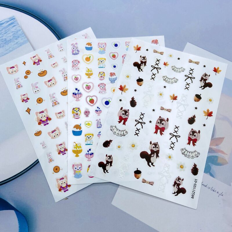 DIY Japanese Style Synchronized Thin and Transparent Adhesive Nail Stickers New Pink Xiaoling Fox Series Direct Supply from the Manufacturer
