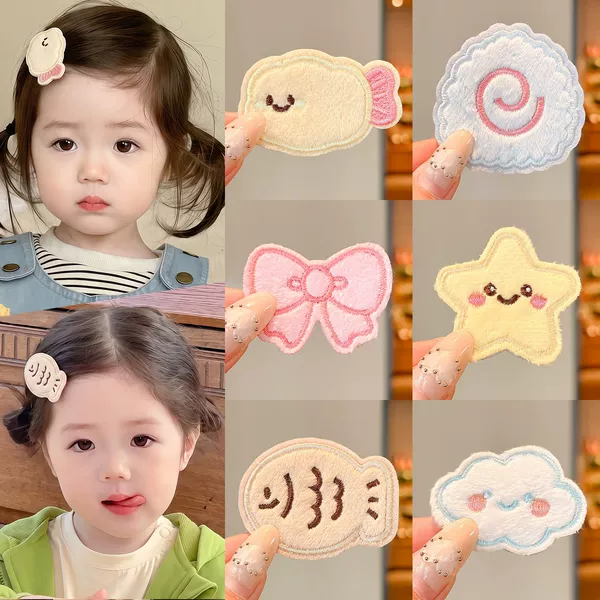 Cute star and butterfly-shaped hair clips with Velcro for girls and babies, perfect for securing bangs and side hair
