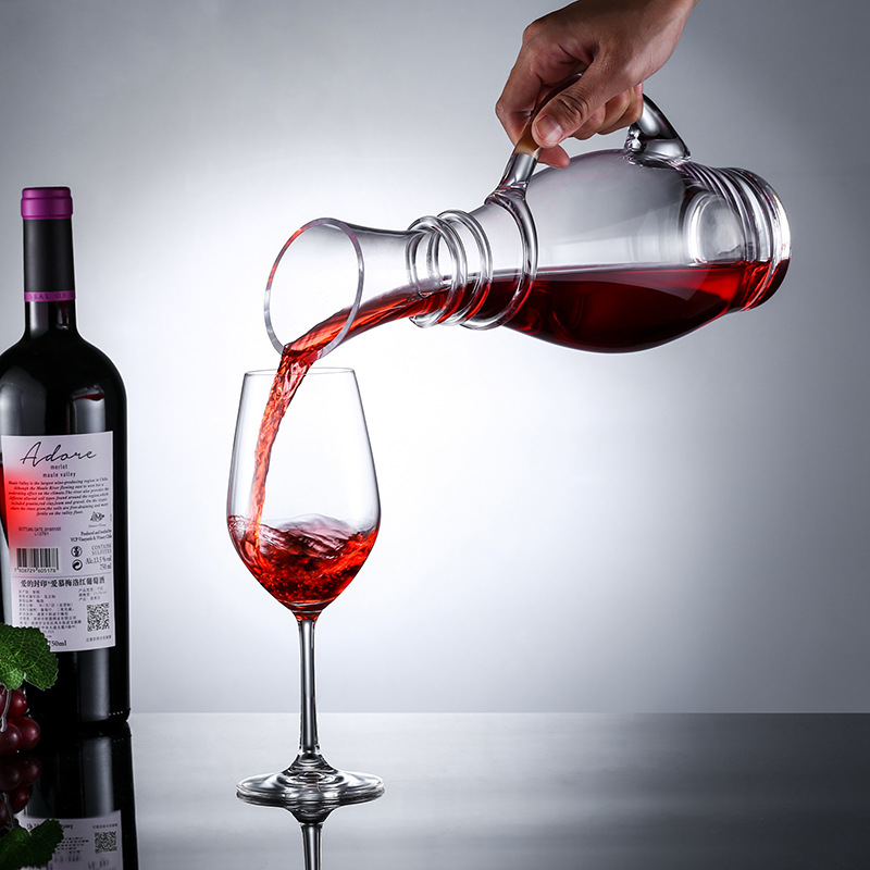 Decantador de cristal de vino pourer con mango hogar separador de vino rápido vino extranjero boca oblicua decantador olla