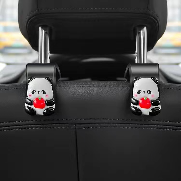 Gancho negro para automóvil Gancho panda de resina asiento trasero asiento para automóvil interior de automóvil asiento trasero creativo