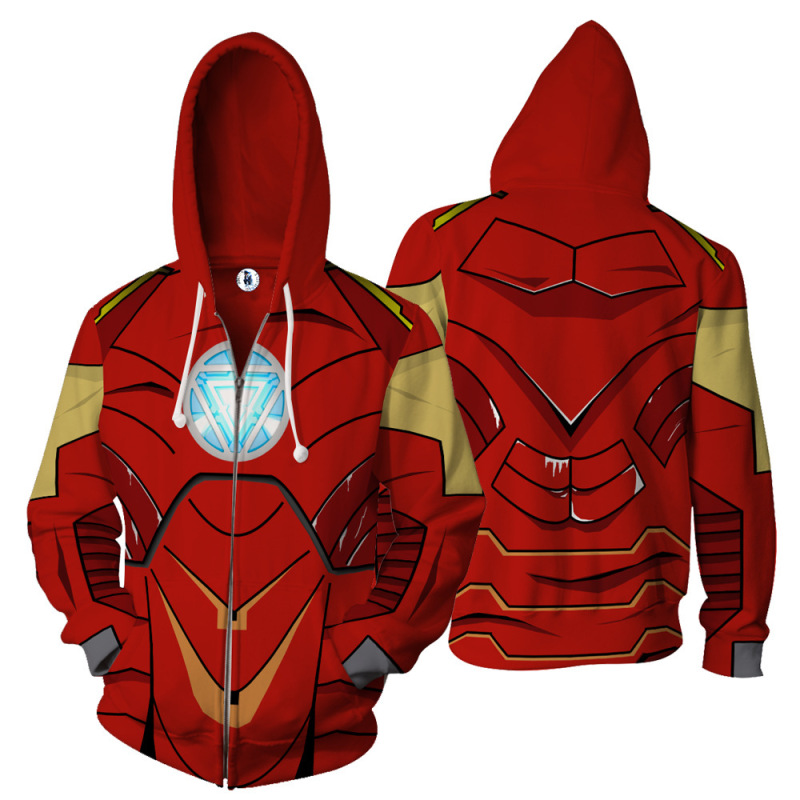 2018 Foreign Trade Marvel 3D Printed Iron Man Hooded Zipper Sweatshirt Men's Hooded Sweatshirt Anime Outerwear 2018 Foreign Trade Marvel 3D Printed Iron Man Hooded Zipper Sweatshirt Men's Hooded Sweatshirt Anime Outerwear