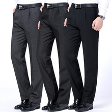 2025秋冬季加绒加厚男式西裤中老年爸爸装休闲百搭直筒无折西装裤