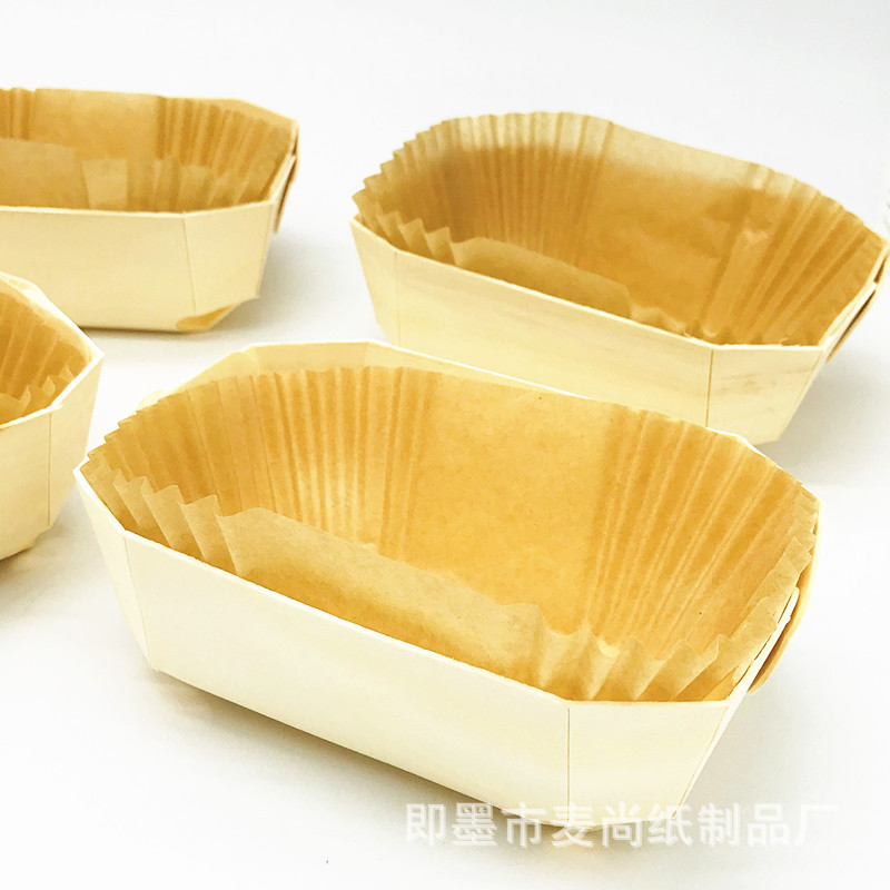 Caja de madera para hornear Molde para pan tostado de madera resistente al horno Molde para hornear Bizcocho mediano Molde de madera para pastel de papel natural