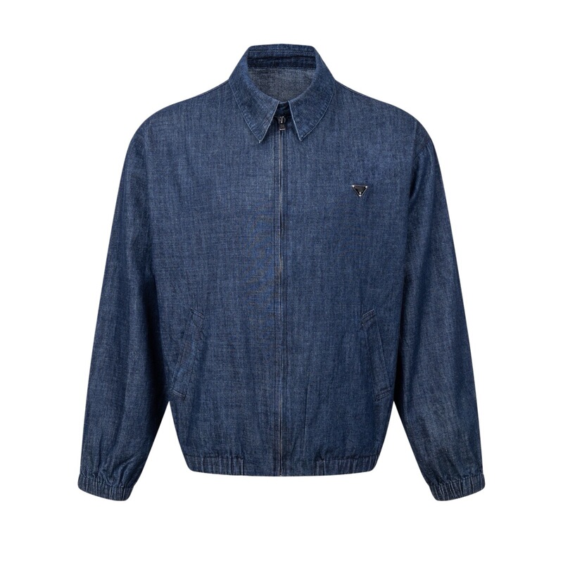 [in Stock] P Brand Triangle Logo Denim Jacket Unisex Casual Versatile Denim Jacket
