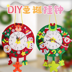 Christmas DIY Felt Clock Handmade Clock Toy Wall Decor Time Learning Room Decoration Material