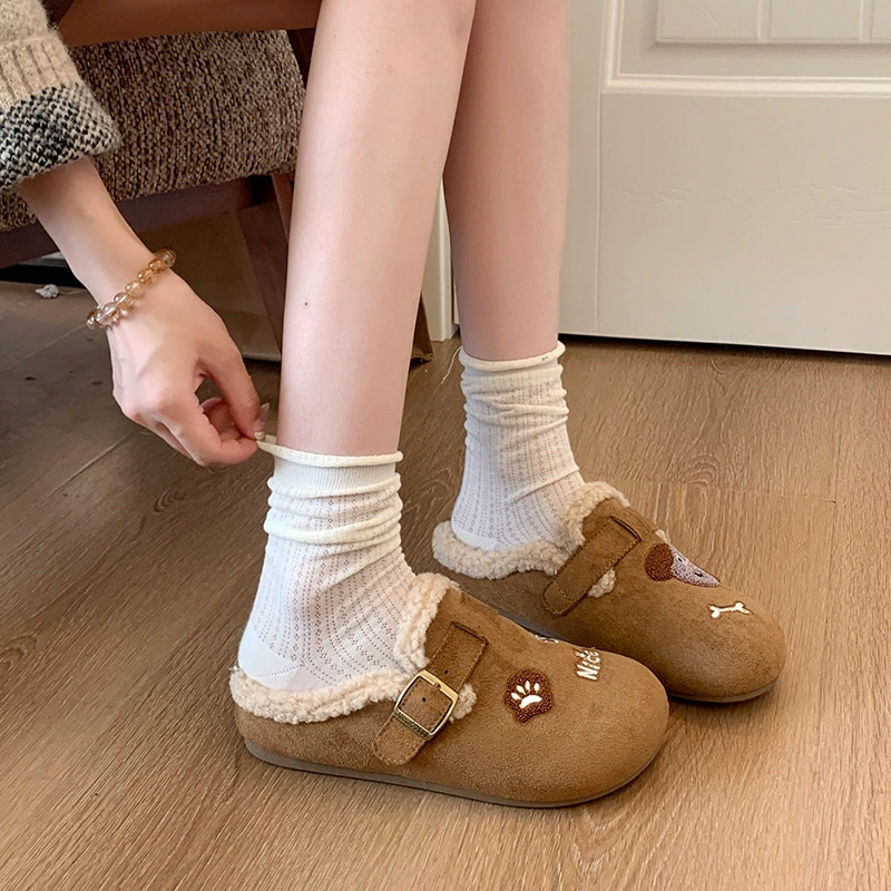 2025 супер горячая новая модель:Slip-on, толстоподошвенные Birkenstock, женские полуплоские осень-зима плюс бархат