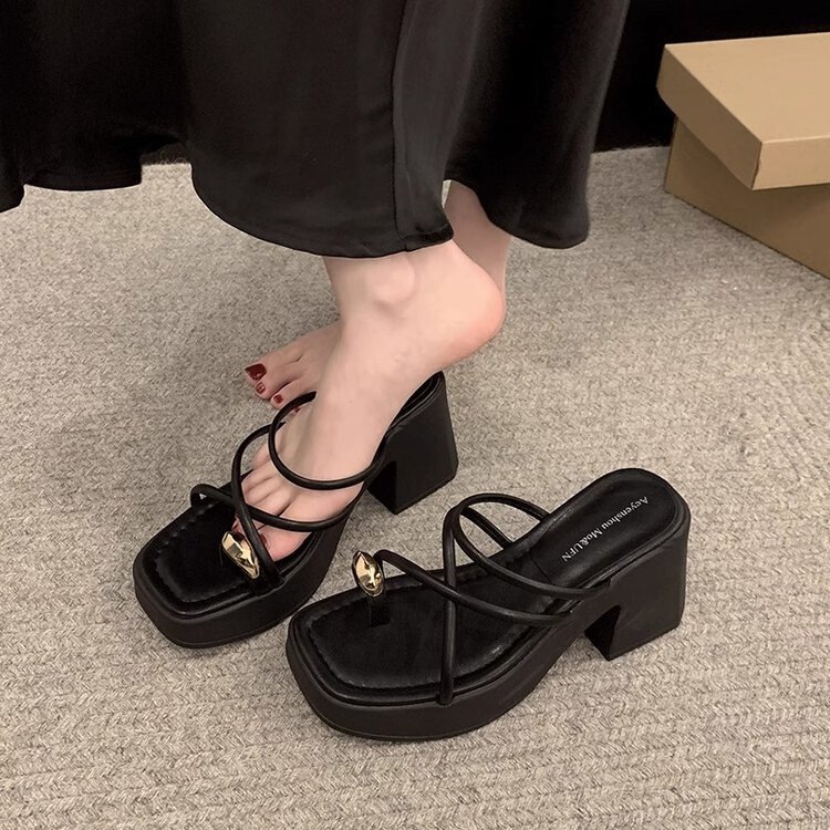 Trendy Thick-Soled Thong Sandals for Women 2026 Summer New Fashion High-Heeled Versatile Outdoor Slippers Trendy Thick-Soled Thong Sandals for Women 2026 Summer New Fashion High-Heeled Versatile Outdoor Slippers