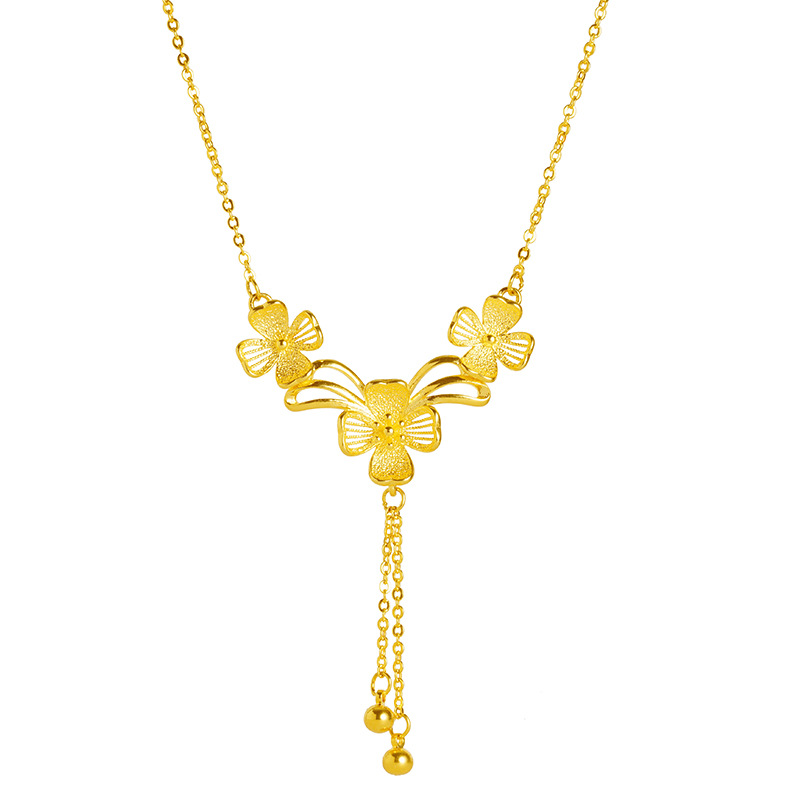 Estilo antiguo arena oro Sansheng flor borla collar vintage Flor del todo-fósforo de las mujeres populares estilo chino Yiwu joyería suministro