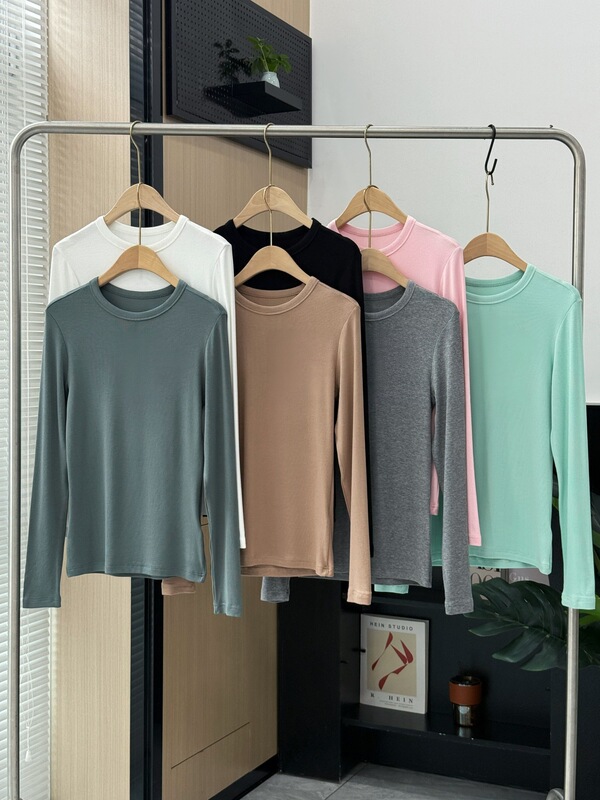 【Little Crocodile】1017 Autumn New Modal Round Neck Long Sleeve T-Shirt for Women, Slim Fit and Slimming Base Shirt 【Little Crocodile】1017 Autumn New Modal Round Neck Long Sleeve T-Shirt for Women, Slim Fit and Slimming Base Shirt