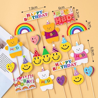 Celebritad en línea ins amor osos decoración de pastel de bandera dibujos animados HBD niños feliz cumpleaños postre vestido plugin