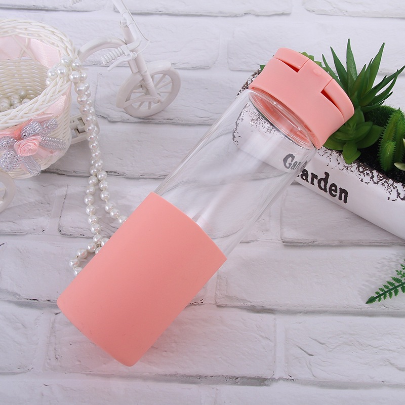 Tazas de cristal de comercio exterior simple tazas de agua portátiles de moda creativas tazas de silicona