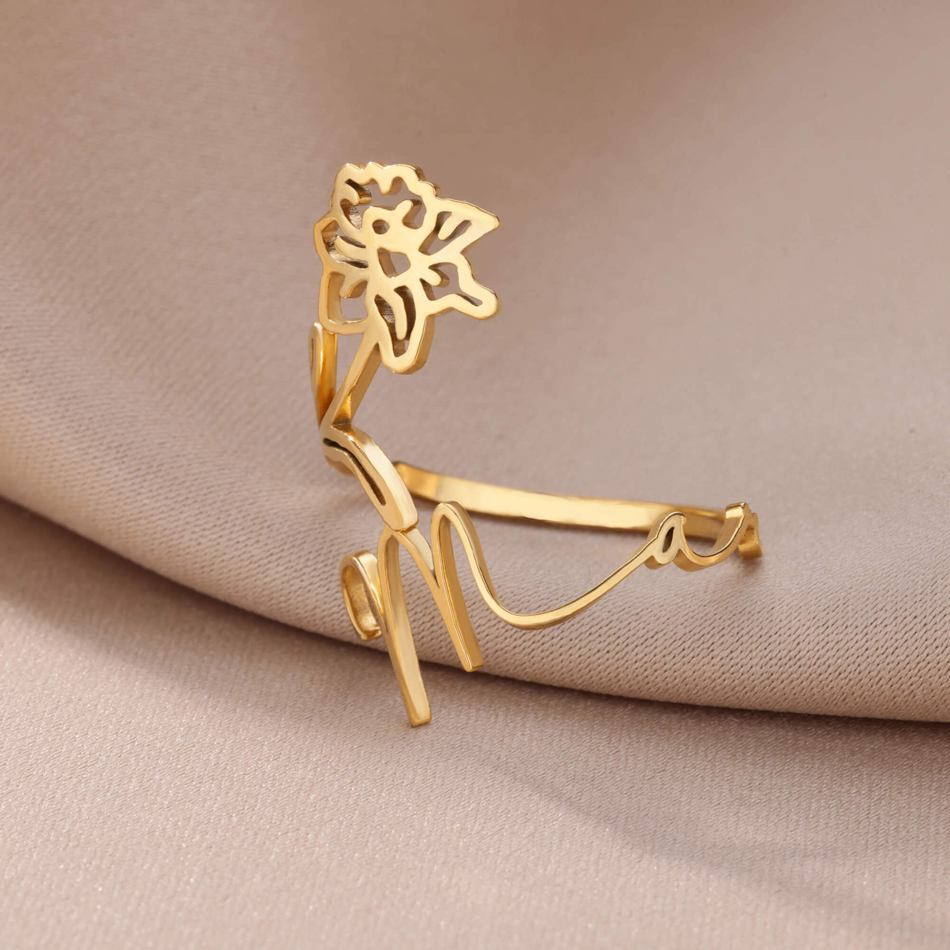 Joyería Al Por Mayor Estilo Vintage Estilo Clásico Flor Acero Inoxidable 304 Enchapado Anillos Abiertos display picture 29