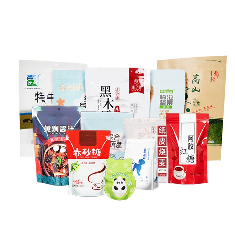 Сумка пластиковой упаковки напечатала сумку молнии само-запечатывания алюминиевой фольги вакуума сумки упаковки еды вакуума оптовой само-поддерживая сумки сопла всасывания