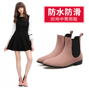 Big Sale Fashionable Rain Boots for Women, Short-Tube Korean Style Heightening Water Shoes, Non-Slip Waterproof Rubber Shoes, Student Slip-On Shoes, Cute Rain Boots