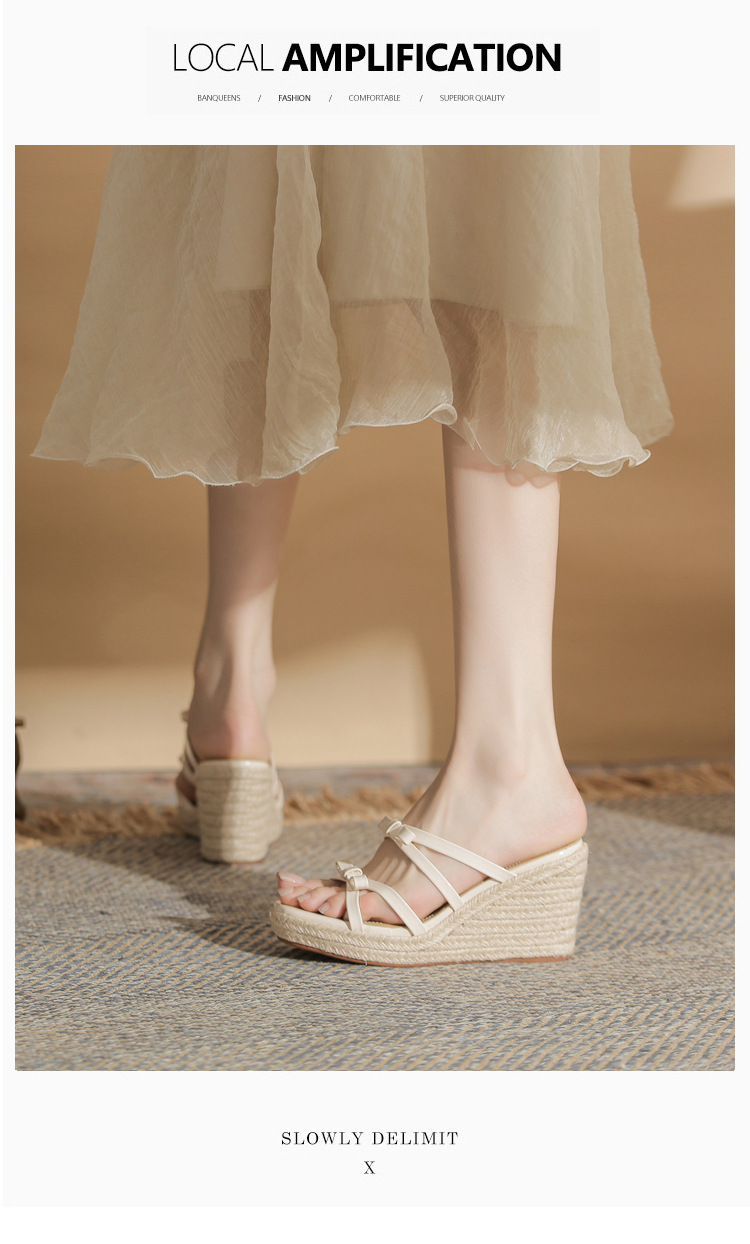 Sandal cao gót nữ hở mũi đế xuồng bện thừng gót 9 cm — màu trắng ngà chi tiết 7
