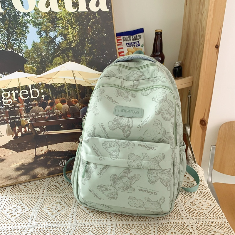 学生涂鸦潮流背包高中初中女书包简约双肩大容量两件套背包补习袋|undefined