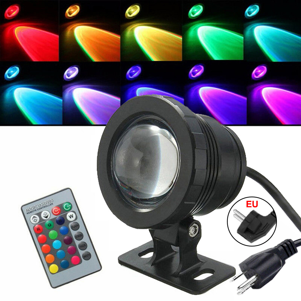 Outdoor fountain pool spotlights AC 85~265v RGB remote control black silver pool lights with plug fountain lights