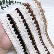 秋冬小香风毛线勾边织带对折棉线包边带花边服装门襟袖口配饰辅料