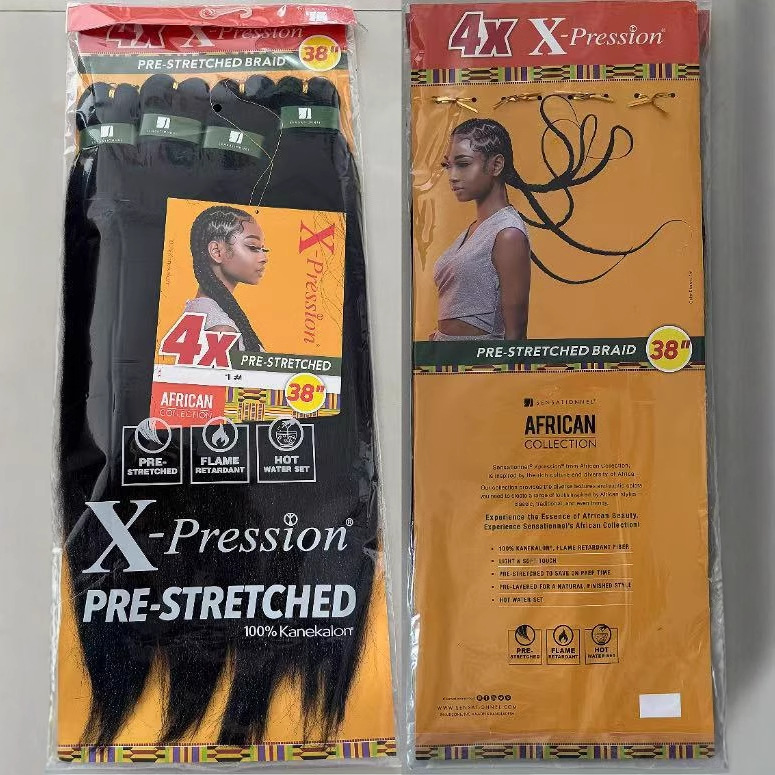 4X pre-estirado EZ trenza cabello EZ trenza sucia cuatro paquetes de cabello trenzado africano peluca trenza