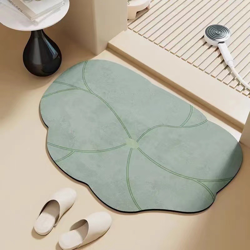 Semi-circular Diatomaceous Earth Bathroom Mat Quick-dry Non-slip_voghion.com