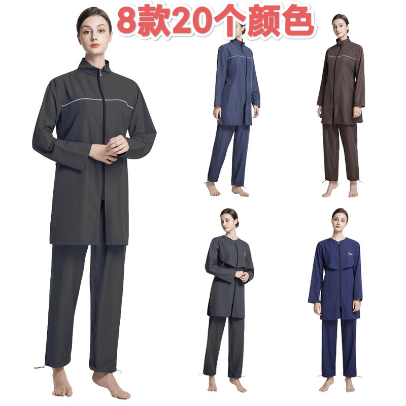 Three-Piece Set of Middle Eastern Conservative Swimwear for Women, Sun-Protective Long-Sleeved Dubai and Southeast Asia Beachwear, Quick-Drying Sports Swimsuit