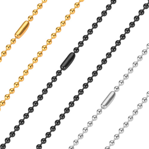 Factory Wholesale Stainless Steel Bead Chain Round Beads 304 Material Chain 2.4MM 60CM Accessory 18K Real Gold Plated