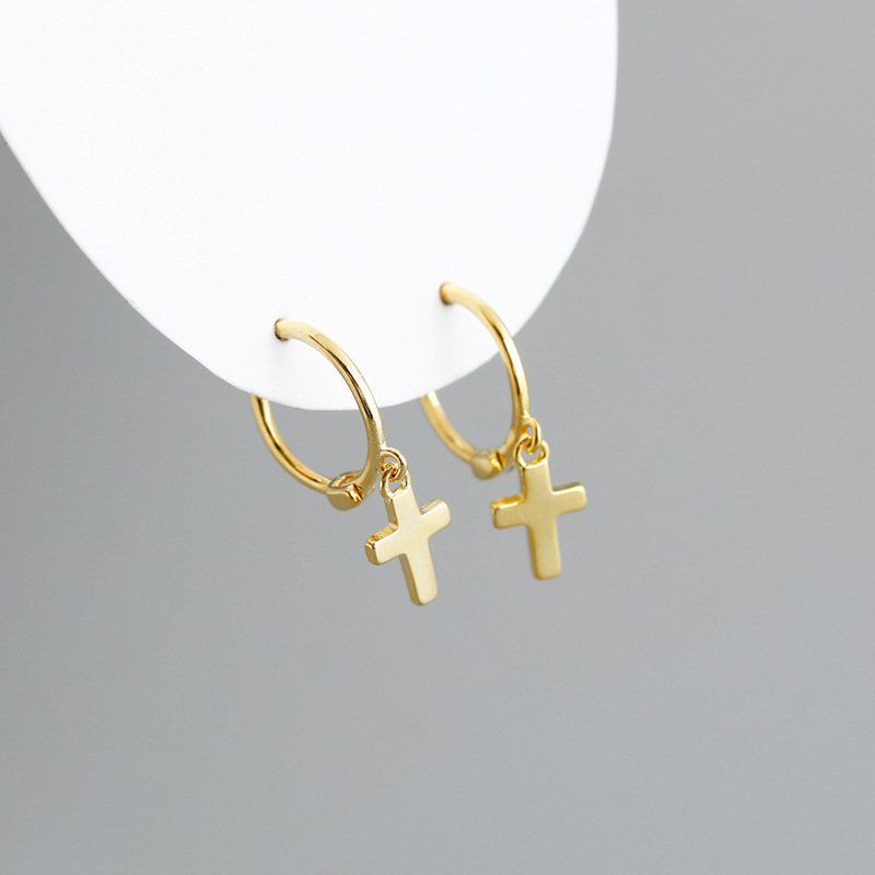 Simple Style Cross Sterling Silver Cross Earrings display picture 3