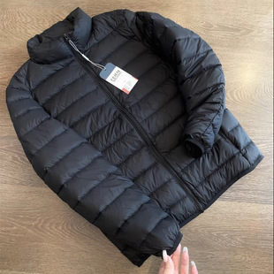 Off-season autumn and winter lightweight down cotton-padded jacket men's short stand collar hooded young and middle-aged lightweight thin coat