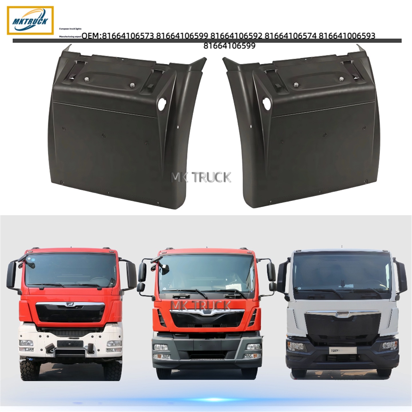Guardabarros delantero de la rueda trasera 81664106573 81664106572 para piezas de camiones Man MAN
