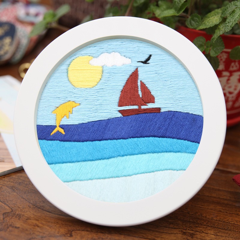 Pintura colgante bordado completo-Vela lisa (producto no terminado) 15cm