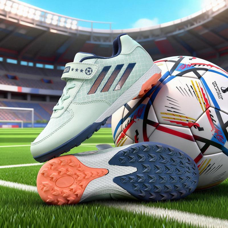 Zapatos de Fútbol Infantil con Tacos TF con Cierre de Velcro para Interiores y Exteriores