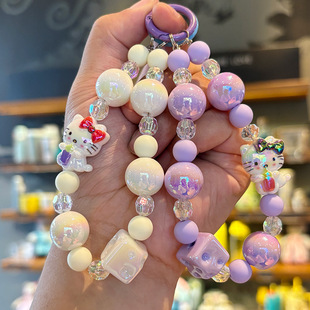 Bead Flag Kt Pendant Mobile Phone Pendant Keychain Student Bag Accessories Cute Cartoon Hand-Painted Beads Mobile Phone Chain