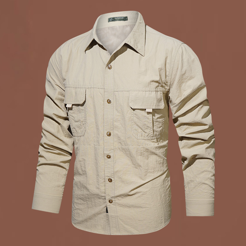 Otoño y invierno nuevas camisas tácticas de manga larga al aire libre para hombres delgadas camisas de secado rápido de bolsillo con collar chaqueta de montaña para hombres