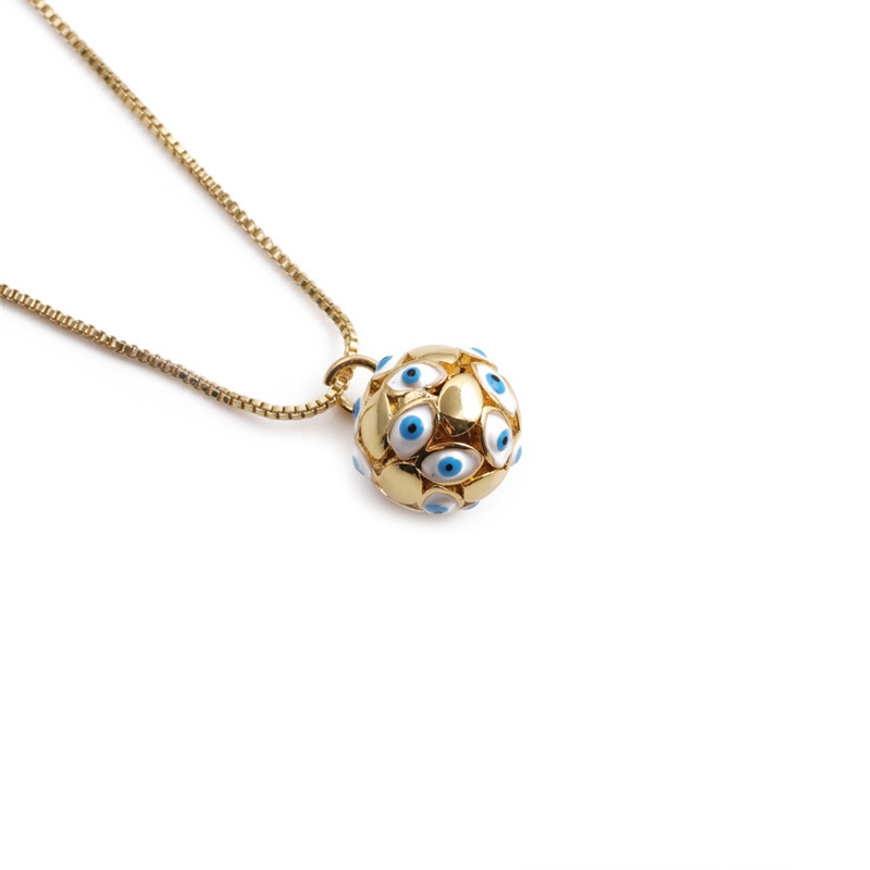 cross-border copper-plated real gold dripping eye ball pendant Devilu0027s eye necklace