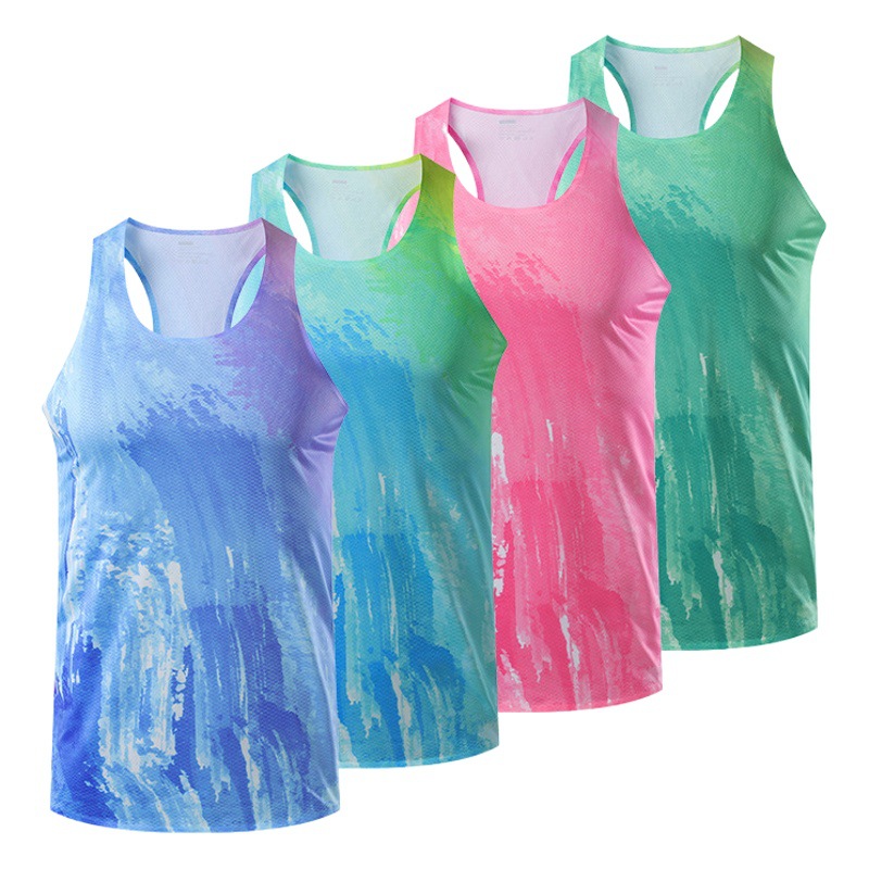 Hombres de verano de secado rápido ligero fitness slim deportes hombres y mujeres sin mangas entrenamiento maratón de secado rápido chaleco en forma de I