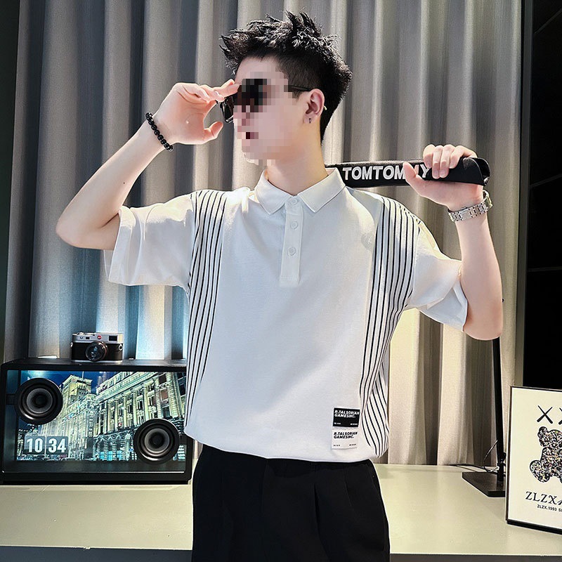 Polo de manga corta a rayas Camiseta de solapa de marca de moda de verano para hombre 2025 nuevo estilo casual ropa fina media manga