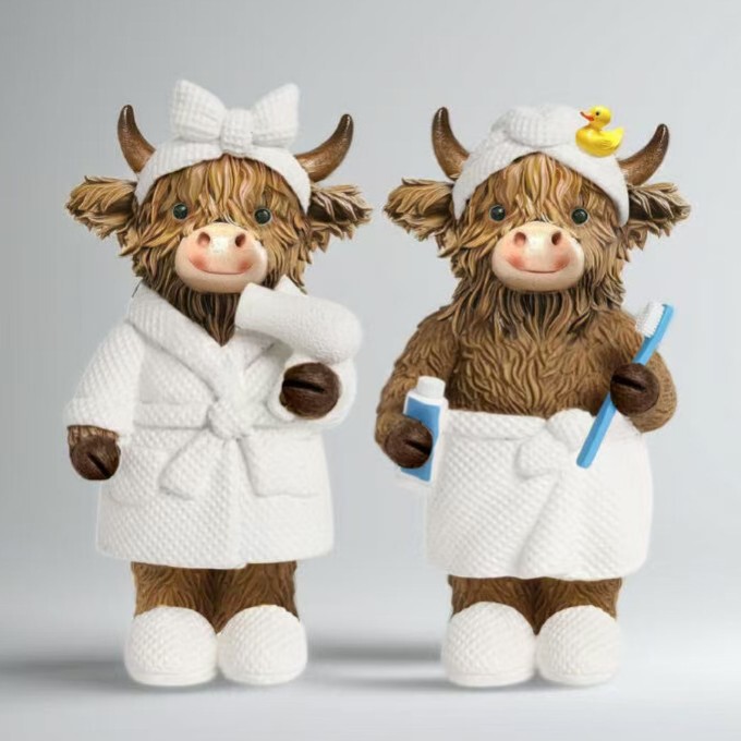 2 Highland Cow Bathroom Figurines Highland Cow Decoration Gnome Bathroom Decoration Scottish Resin Statues 2 Highland Cow Bathroom Figurines Highland Cow Decoration Gnome Bathroom Decoration Scottish Resin Statues