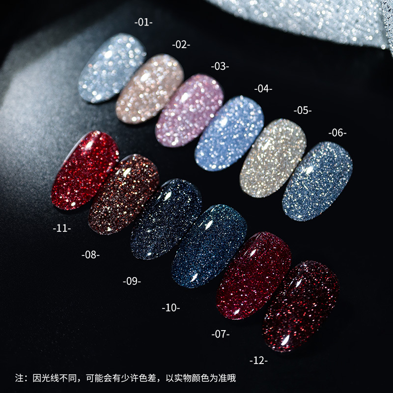 Pegamento de diamante disco popular transfronterizo 2025 nuevo pegamento de esmalte de uñas reflectante flash fabricante de pegamento de fototerapia para dedos al por mayor