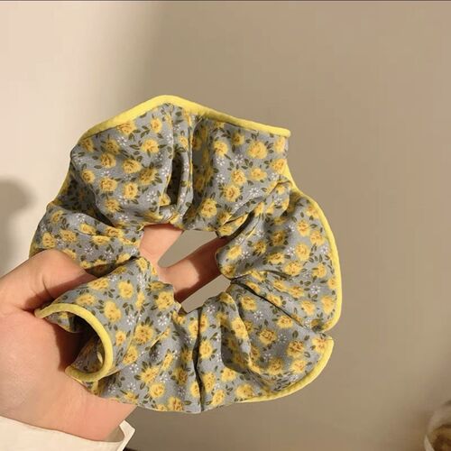 Floral Plaid Contrast Color Large Intestinal Hair Tie for Women Small Fresh and High-end Feeling Cloth Hair Accessory Headwear Korean Style 