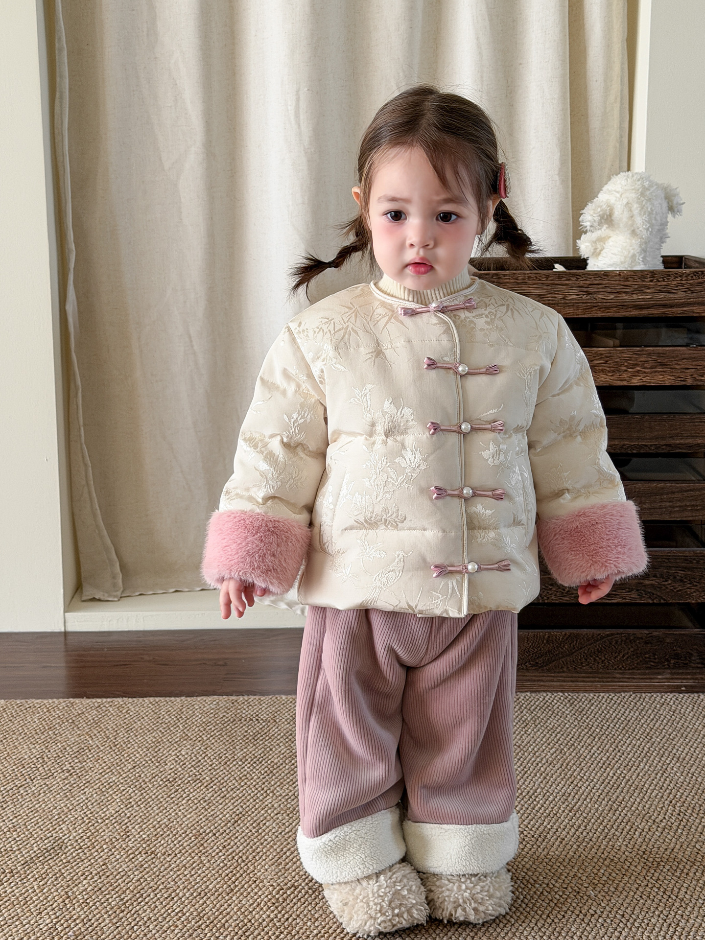 Sugar Pear ropa infantil de niña nueva ropa de invierno china ropa de niños gruesa ropa de bebé pantalones de abrigo