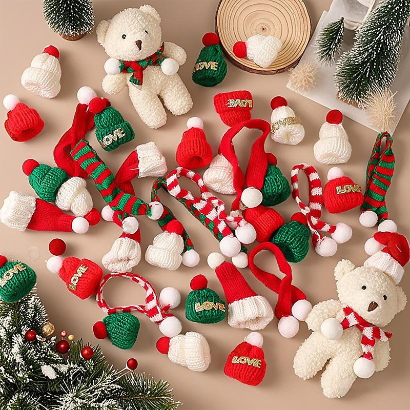 クリスマス帽子かわいいミニ赤いウールの小さな帽子ヘアピンヘアアクセサリーワインボトル帽子クリスマスホリデードレスアップ装飾|undefined