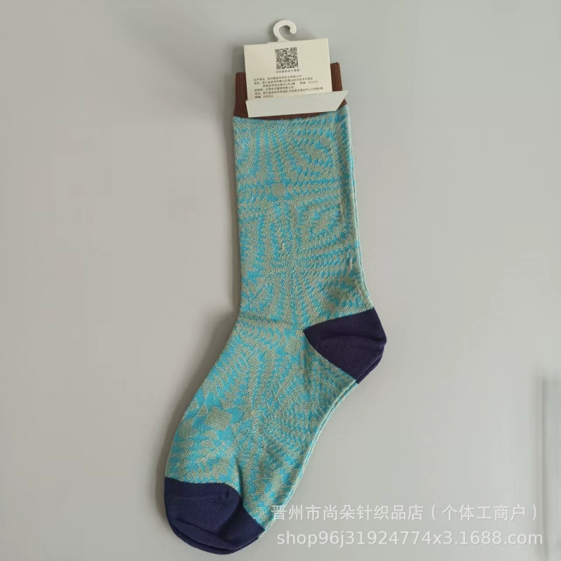 Пальчиковая одежда Jiangnan носки без костей модный ретро жаккард четырех сезонов средняя и высокая трубчатая мохнатость носки одна штука волосообразная трендовые носки